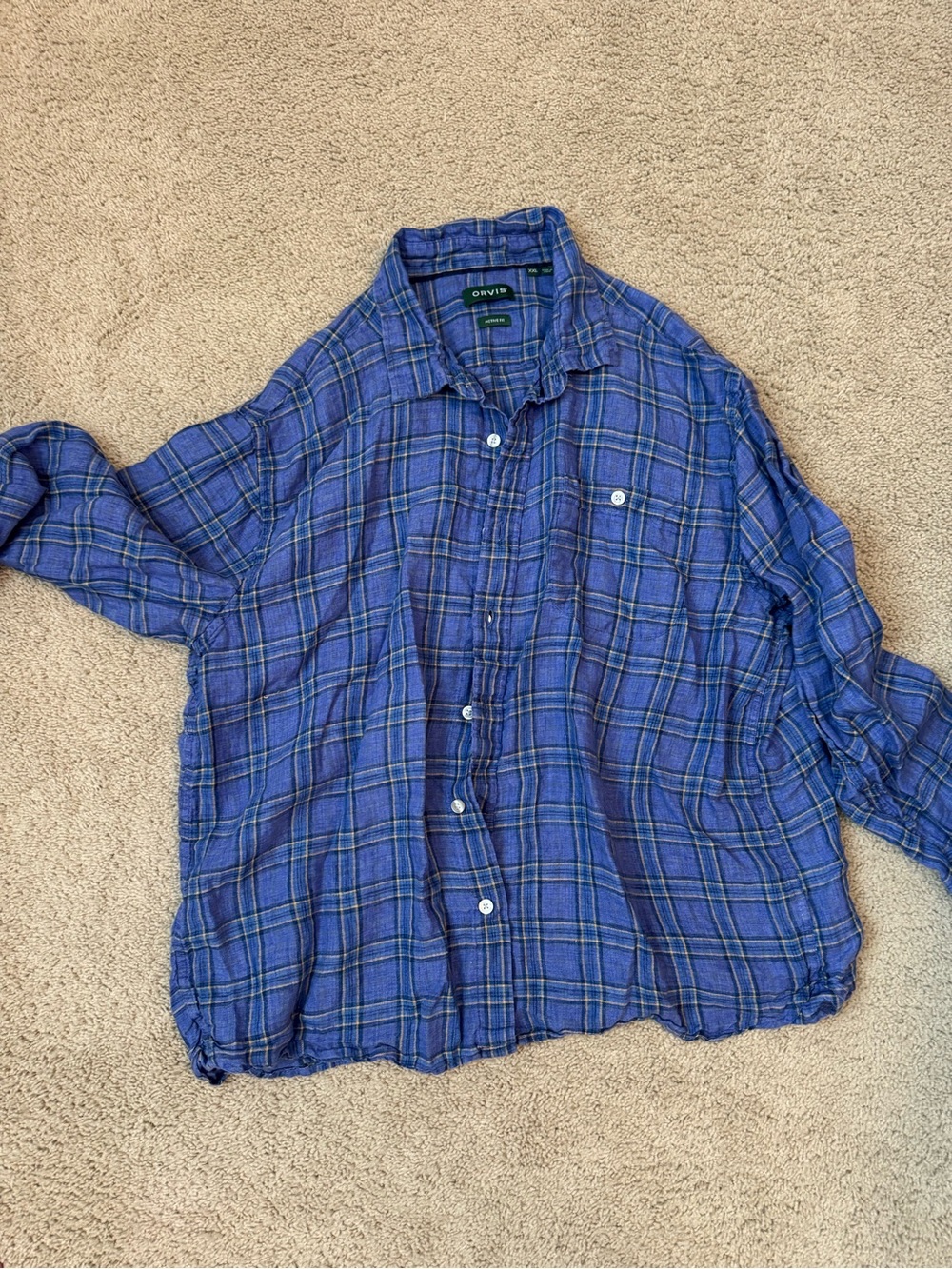 Orvis Blue Plaid Button-Down Shirt
